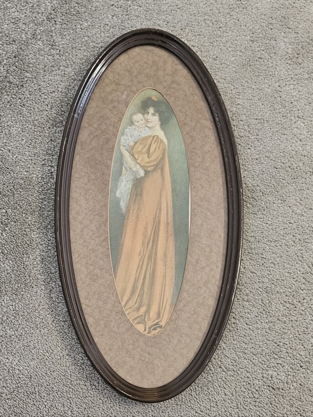 Vintage Oval "Young Mother" Art